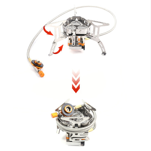 Outdoor three-head stove, catalytic stove, outdoor gas stove, portable powerful fire stove, gas stove, outdoor camping complete set