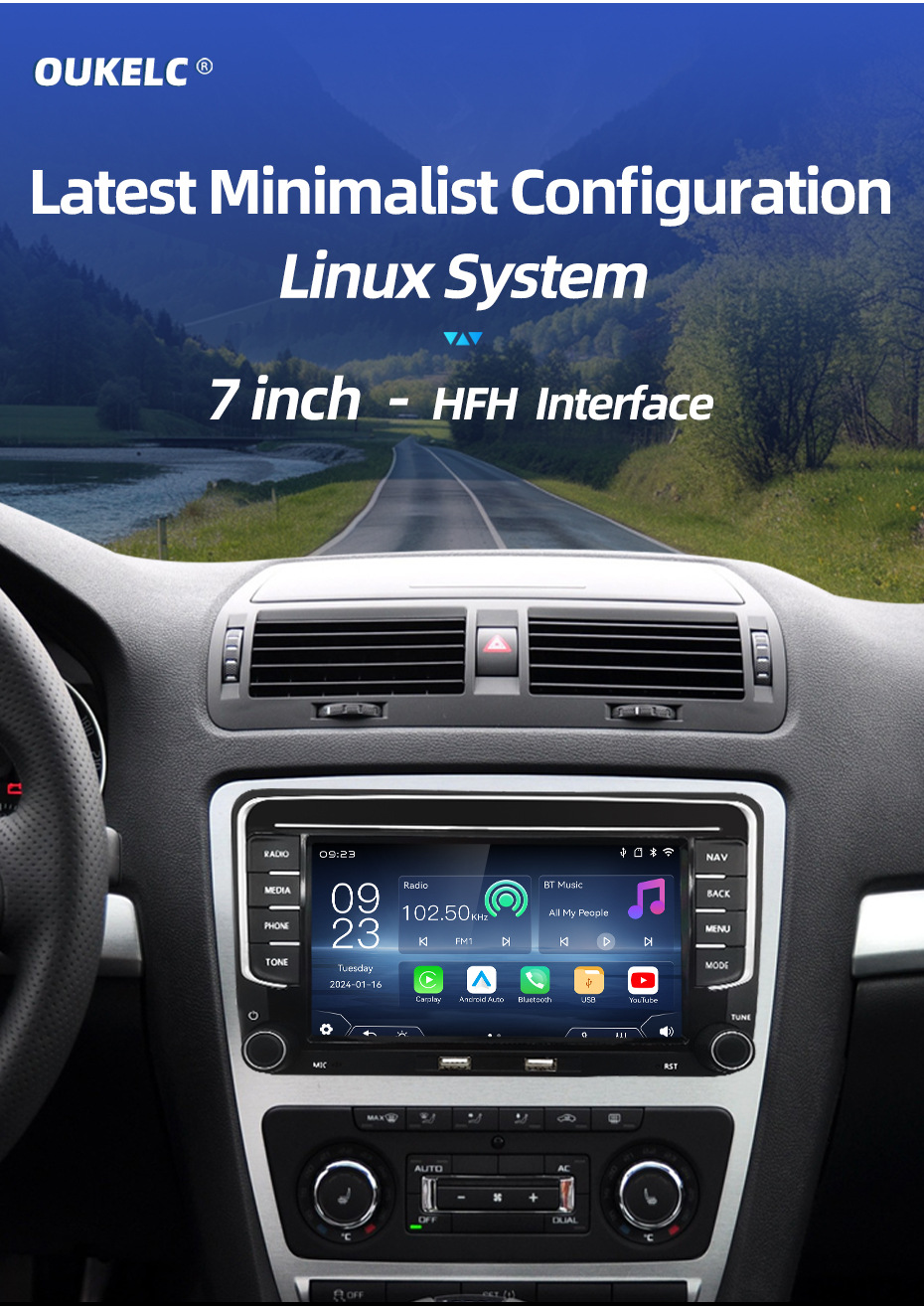 7inch Suitable for Volkswagen Golf, Seat, and Touran Car Central Control Large Screen Navigation Carplay Player