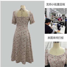 夏季新款碎花裙气质法式连衣裙女来图来样工厂定制打板小批量生产