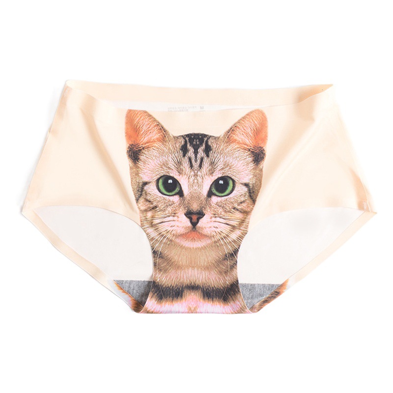 3D gato generación anti-exposición media cintura sexy chica ropa interior dibujos animados hielo seda impresa gato cabeza escritos meow estrella