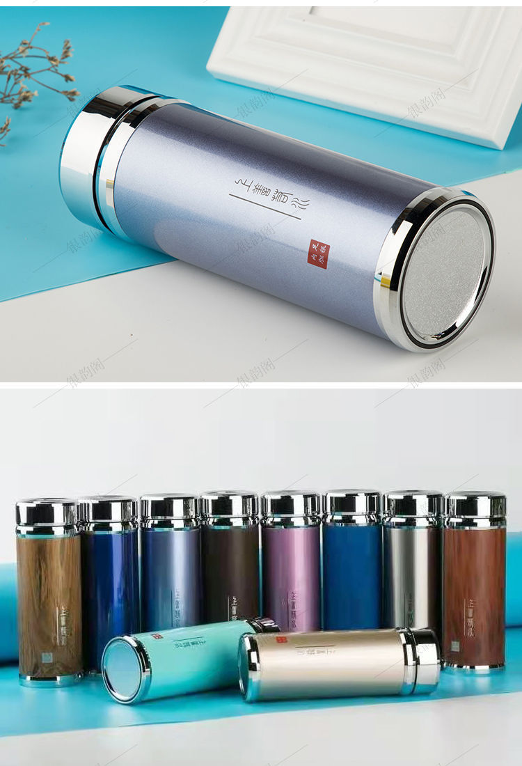 台灣現貨】大容量銀杯子999純銀內膽高檔保溫杯純銀水杯雪花銀茶杯D制