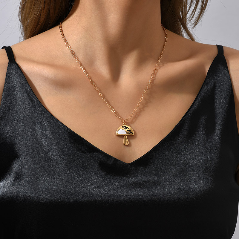 1 Piece Original Design Mushroom Alloy Enamel Plating Womenu0027S Pendant Necklace
