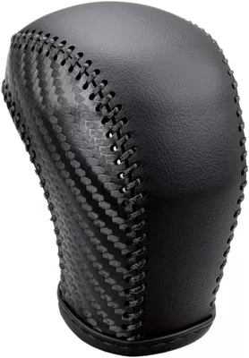 Car gear shift: Sürətlər qutusu və əl tormozu başlıqları - black-leather-black-carbon-fiber-pattern-with-black-stitching