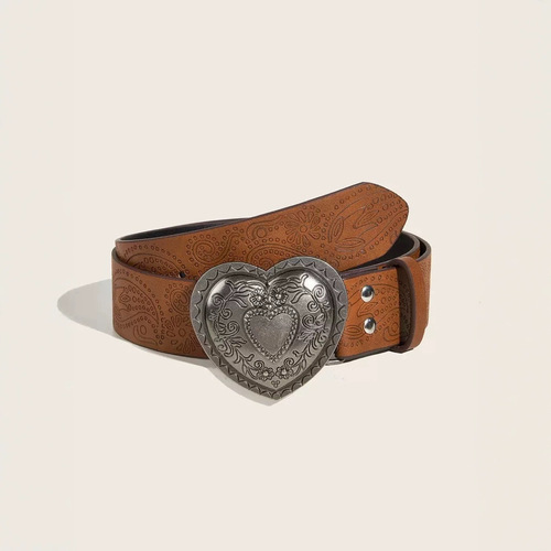 European and American style spicy girl daily brown texture niche needle buckle belt special printed pattern batch belt universal for men and women 