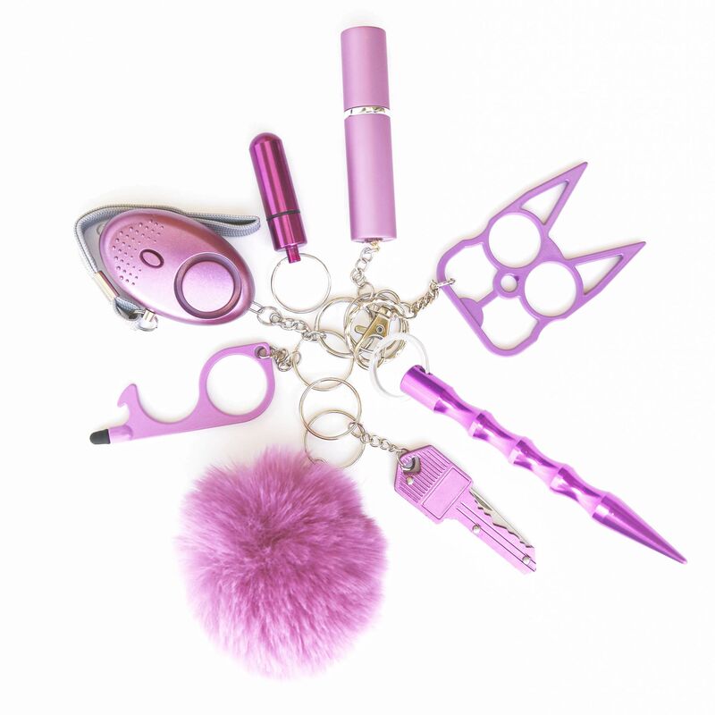 Cross-Border Popular New Product Justice Cat Keychain Self-Defense Keychain Creative Finger Tiger Set Self-Defense Self-Defense 8-Piece Set