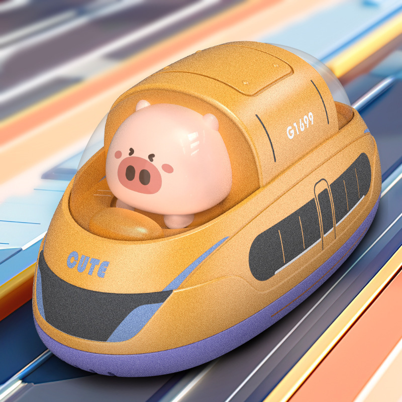 Nuevos productos transfronterizos de tren de alta velocidad de doble retroceso Baby Cognitive Toy Car Animal Toy Toy