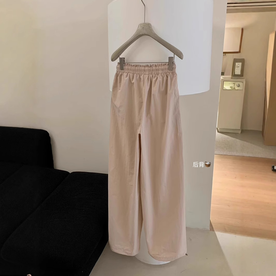 Liquidación, sin devoluciones ni cambios de talla, pantalones cargo de pierna ancha con cintura elástica de verano, pantalones casuales de pierna recta y corte holgado con cintura elástica W559.