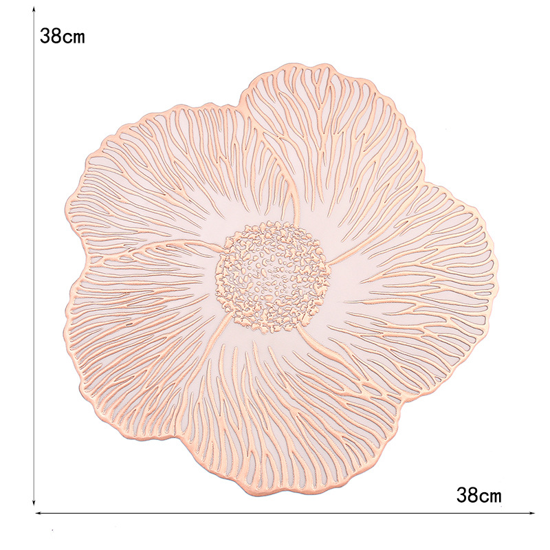 Transfronterizos románticos franceses almohadillas de PVC redondas almohadillas de aislamiento térmico de café de gran flor almohadillas de aislamiento térmico de restaurante de lujo ligero