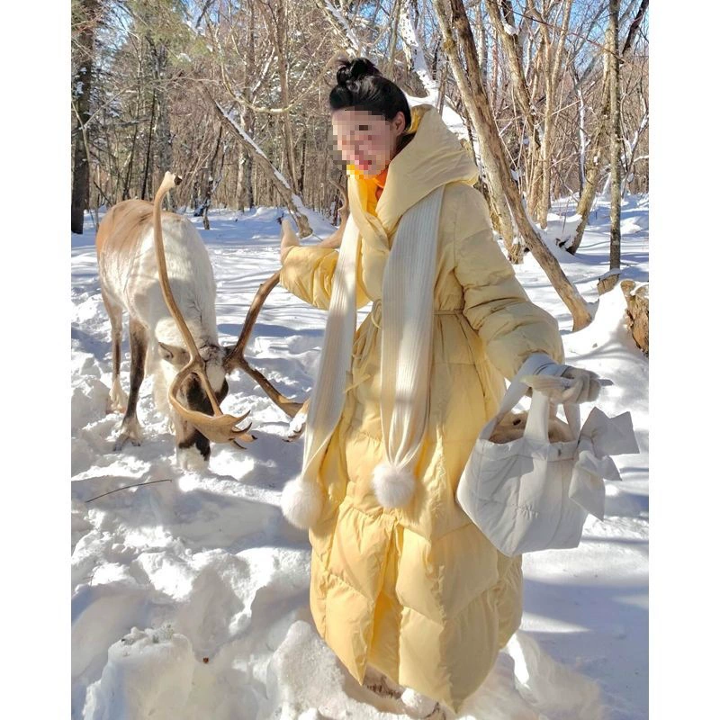 Ленивый ветер повседневная толстая теплая длинная хлопчатобумажная женская зимняя новая нежная свободная куртка с капюшоном