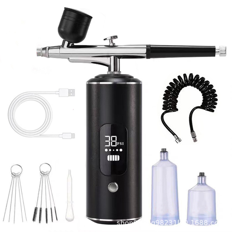 Cross-Border Supply of Portable Pneumatic Airbrush, Multi-Functional Nail Art, Cooking Model, Coloring and Oxygen Injection Meter, Hydrating Painting