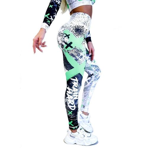 New European and American Printed Yoga Pants for Women—Sports & Fitness Pants, High-Waisted Tight-Fit Fitness Pants, European and American Style Yoga Wear