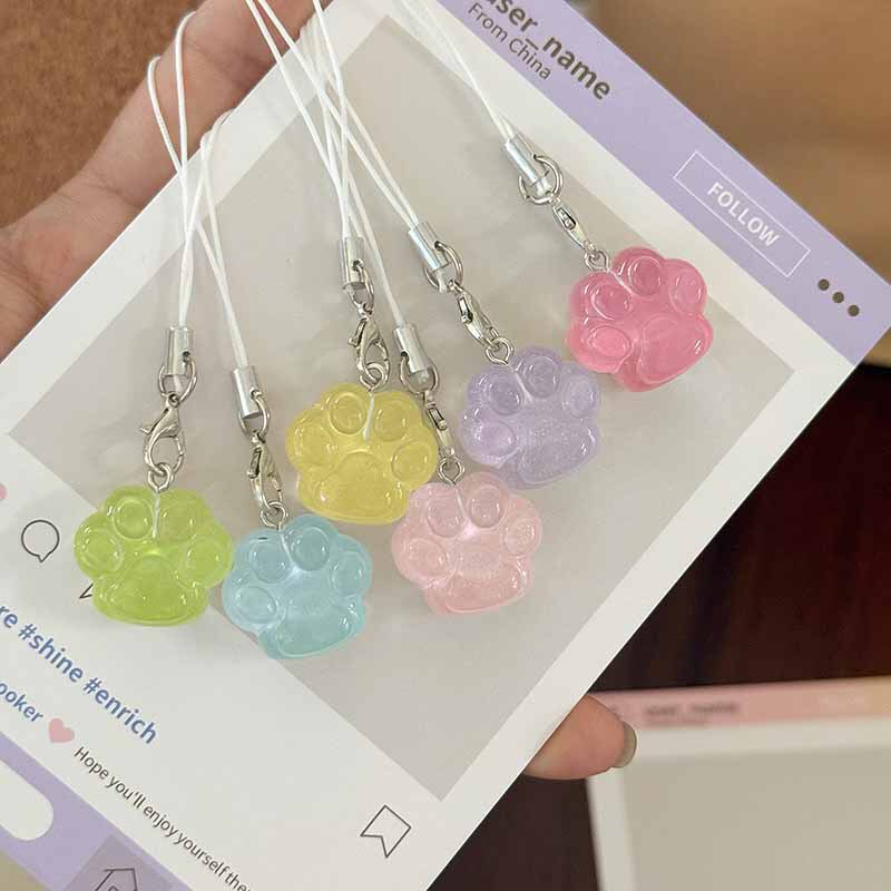 Luminous Ice Transparent Fine Flash Cute Cat's Claw Mobile Phone Rope Pendant School Bag Bag Pencil Bag Decorative Small Object Student Gift
