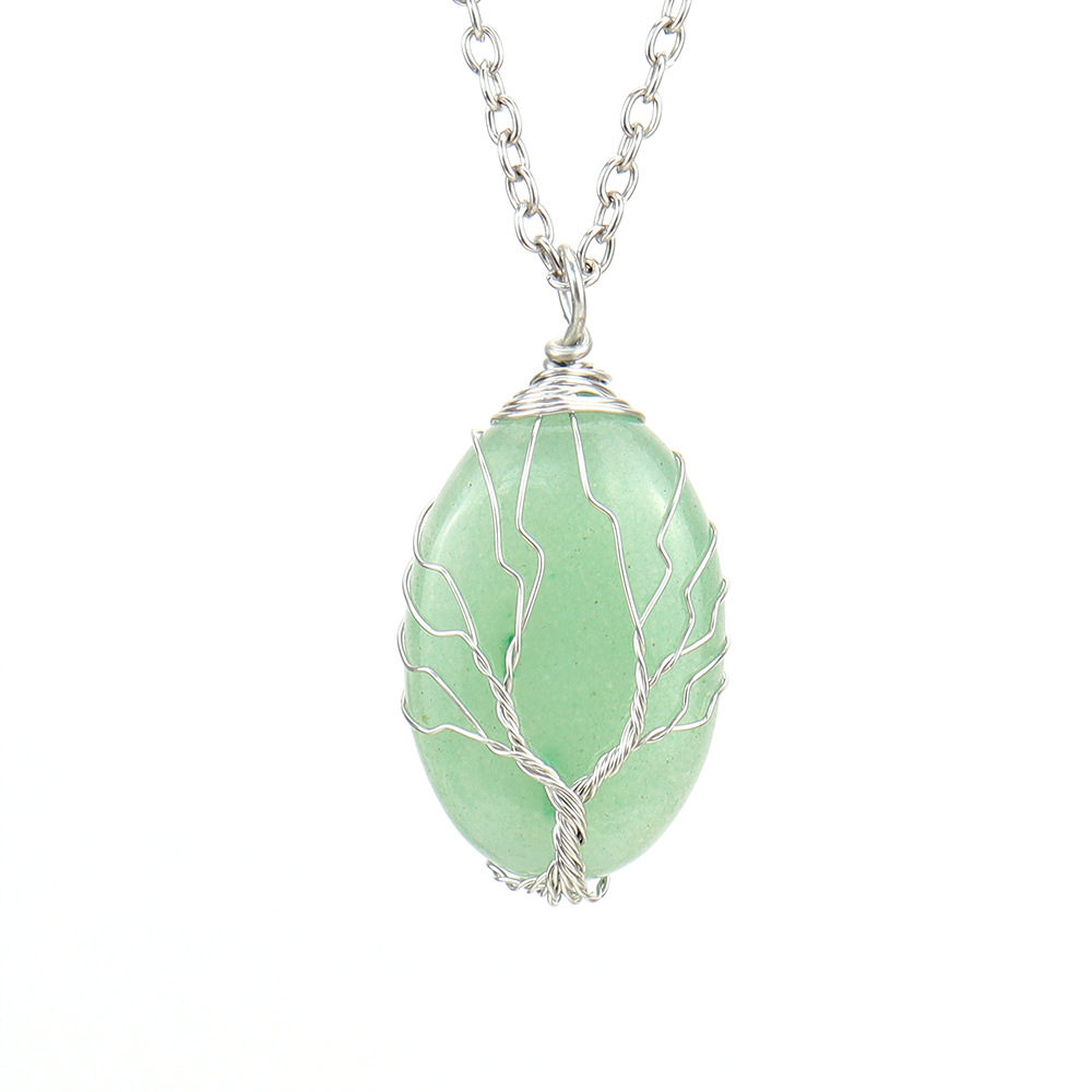 Street Occasion Alloy, natural stone Material Simple Style Leaf Alloy Natural Stone Knitting Pendant Necklace