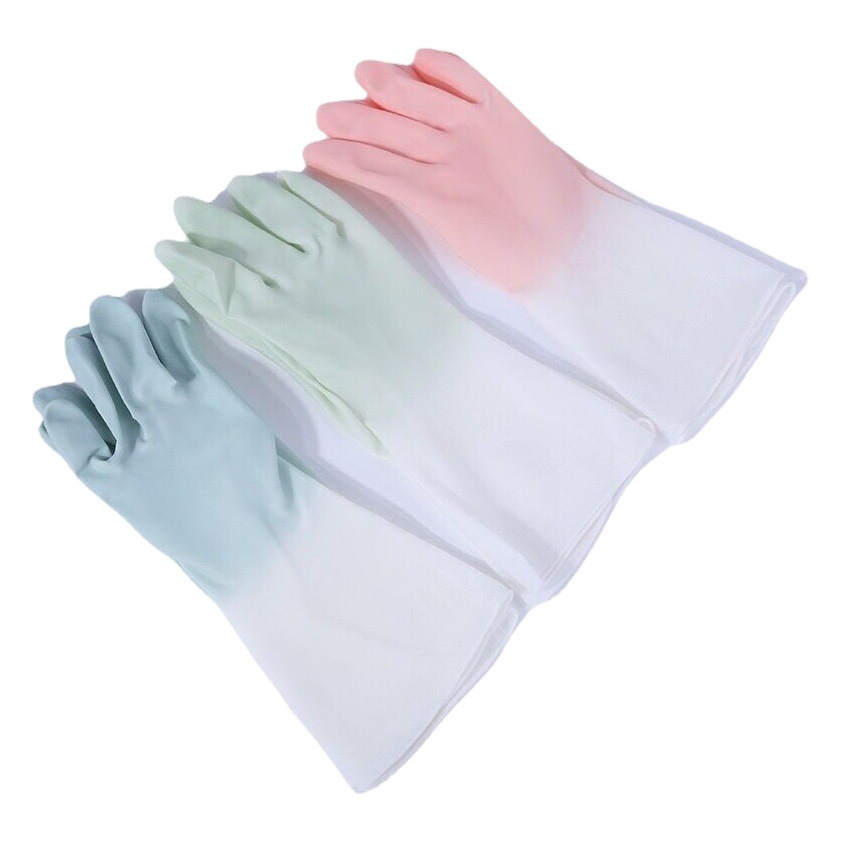 Plastic Steel Gloves Pvc Fairy Gradient Color Dishwashing Laundry Gloves Market Supply Oil-Proof Household Waterproof Home Use