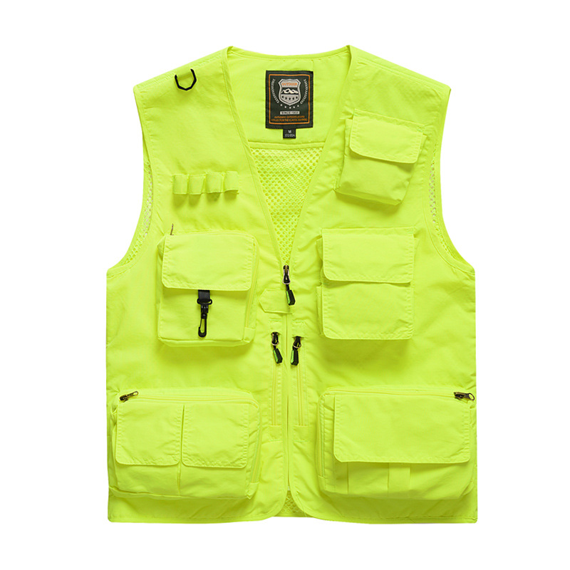 Chaleco de herramientas de bolsillo masculino equipo delgado al aire libre chaleco transpirable de hombro deportivo de tamaño grande se puede imprimir LOGO