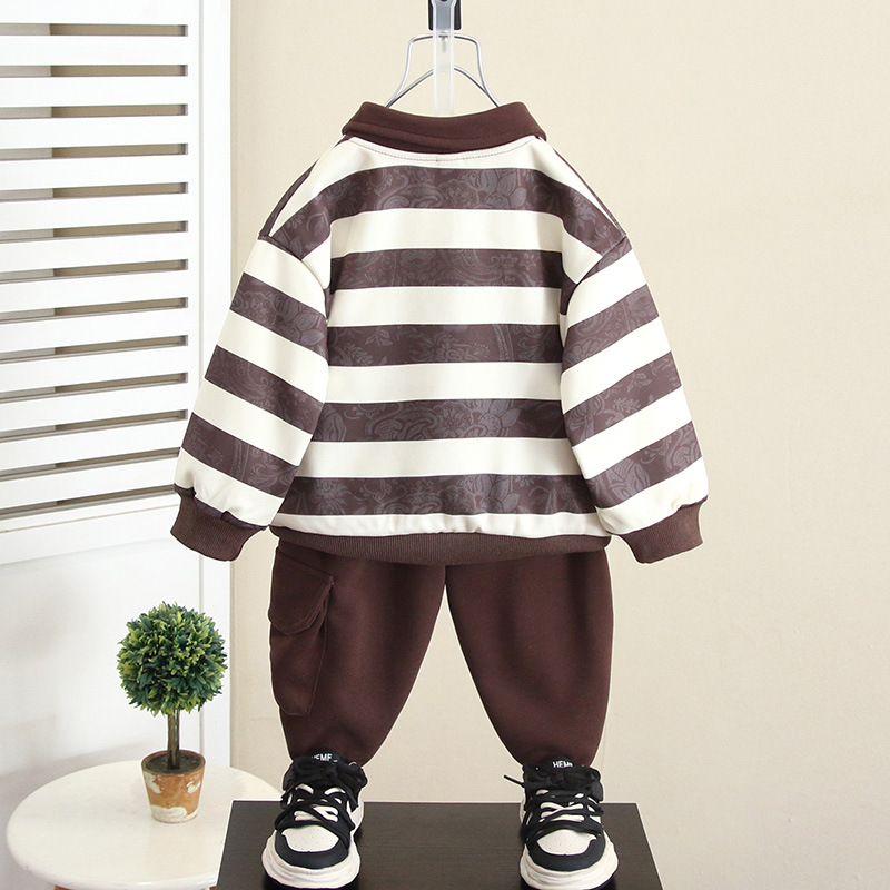 6148 Little Yellow Duck Boy Traje Otoño 2025 Nuevo estilo Cool and Guest Baby POLO Camisa Primavera y Otoño Traje de dos piezas para niños