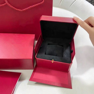 Kajia Red Watch Packaging Box High-End Black Velvet Elastic Flip Watch Jewelry Box Gift Box Full Set Packaging