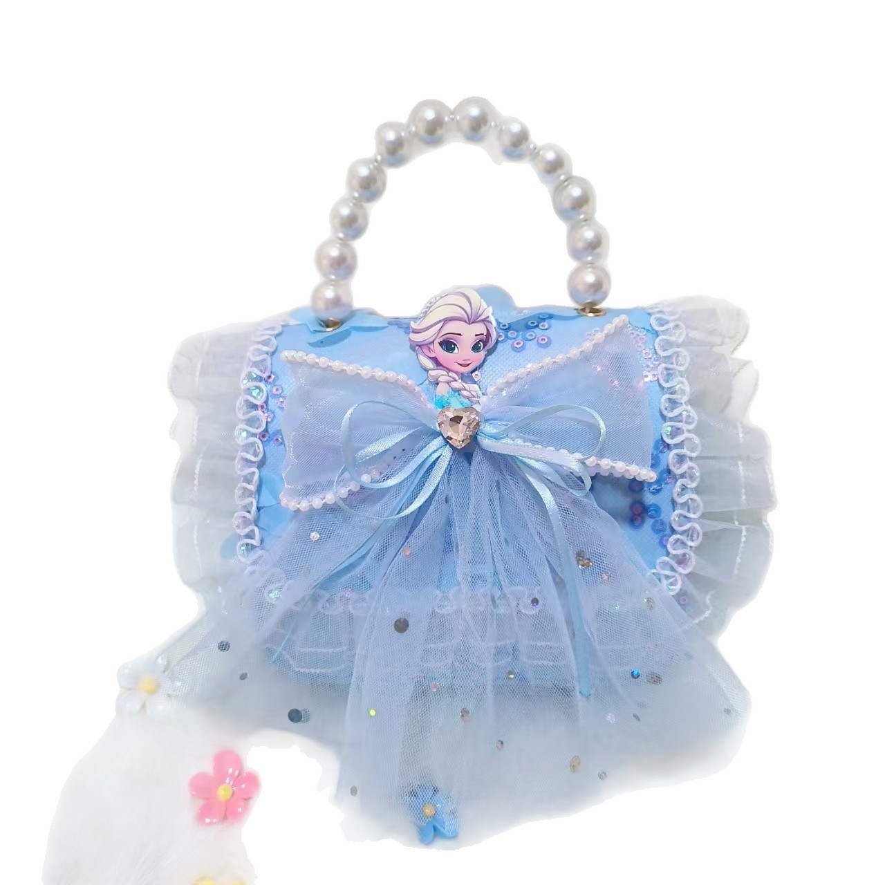 Bolso de perla arco princesa Elsa cambio bolso accesorios bolso de Año Nuevo para chicas bolso de dibujos animados bolso cuadrado