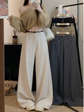 大码设计感高腰西装裤女春季新款胖MM宽松显瘦垂感百搭休闲长裤子