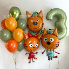 新しい漫画猫家族バルーンキャンディープリンビスケット子供の誕生日パーティーの装飾シーンボール
