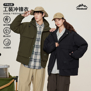 山系冬季棉服外套户外防水保暖加厚男女工装日系连帽宽松棉衣棉袄-阿里巴巴