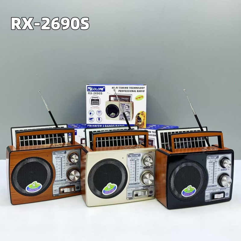New Solar Retro Bluetooth Speaker Portable Multifunctional Three-segment FM Outdoor Card with Antenna Radio