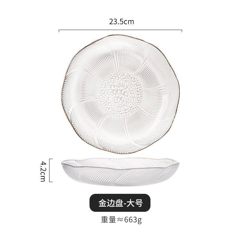 Juego de Platos y Tazones de Vidrio de Vidrio Diseño con Rayas para Ensaladas y Frutas