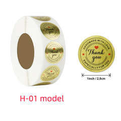 批發亞馬遜卷裝金色感謝烘焙婚禮裝飾貼紙標籤不乾膠