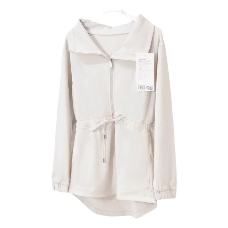 Ropa de yoga Chaqueta de cuello alto con corsé de primavera y otoño Chaqueta deportiva para mujer Chaqueta Chaqueta de cintura informal suelta con solapa