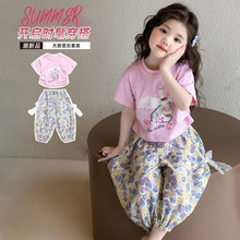 女童大白鹅蕾丝套装2025夏季新款时尚小女孩洋气两件套中小童夏装