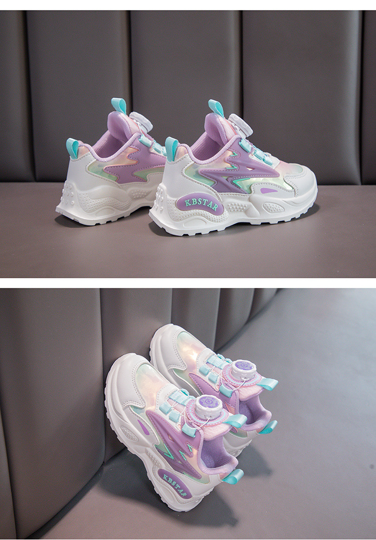 Baskets de course imperméables en cuir pour filles avec bouton_voghion.com