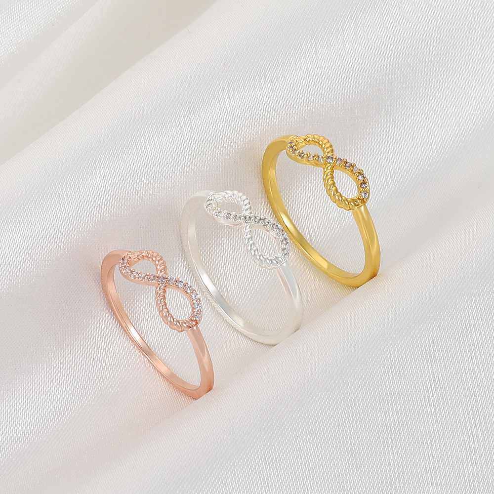 Fashion Number Copper Inlay Zircon Rings 1 Piece