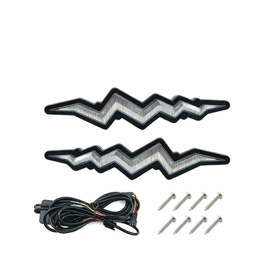 Suitable for universal car daytime running lights, lightning-style decorative lights, LED daytime running lights, and flowing turn signals (Gündüz işıqları) - three-colors-regular-white-light-flowing-yellow-light-for-turning-signals-ice-blue-light-left-and-right-one-set