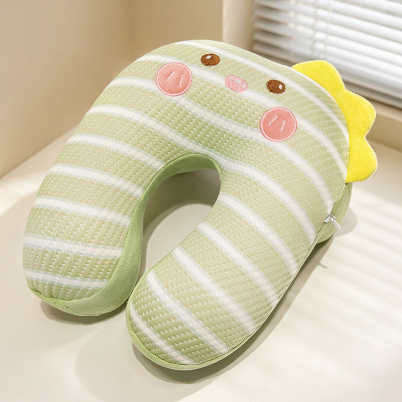 Almohada de Siesta en Forma de U de Seda de Hielo de Peluche Portátil para Oficina y Viaje
