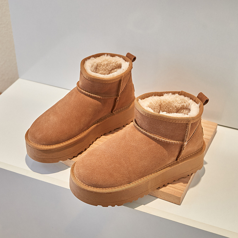 Stivali da neve con suola spessa da donna 2023, nuova pioggia, stesso aumento di altezza per gli stivali da donna, peluche autunnale e invernale_voghion.com