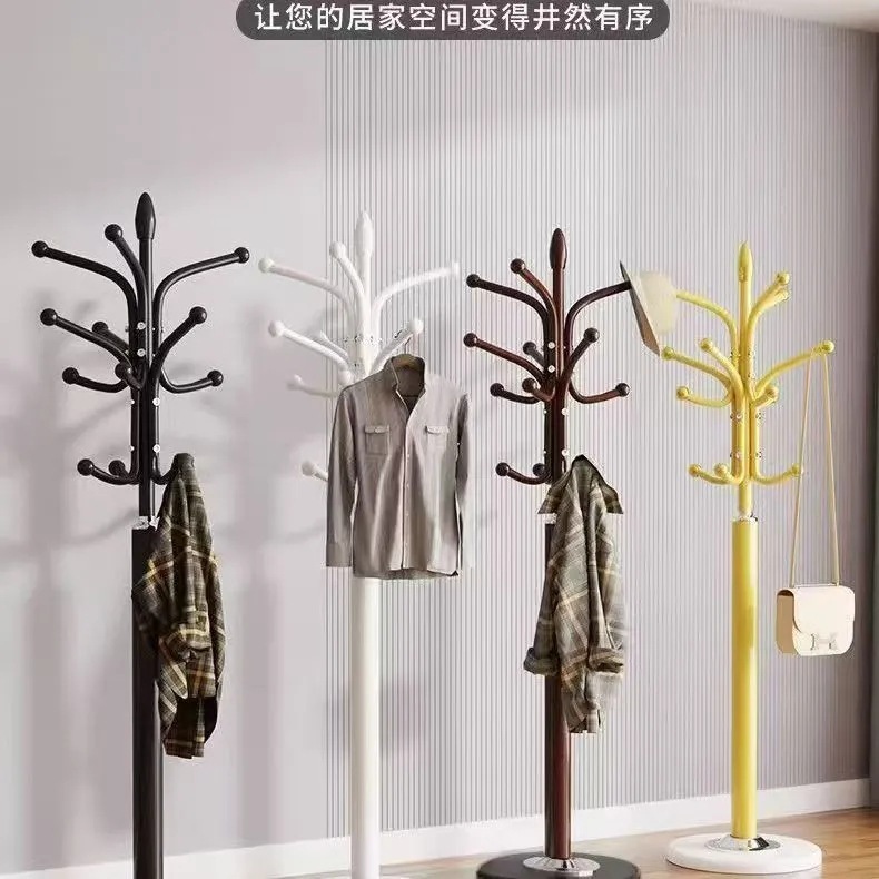 简约衣物置物架子落地式铁艺衣帽架卧室挂衣架家用客厅立式衣架|undefined
