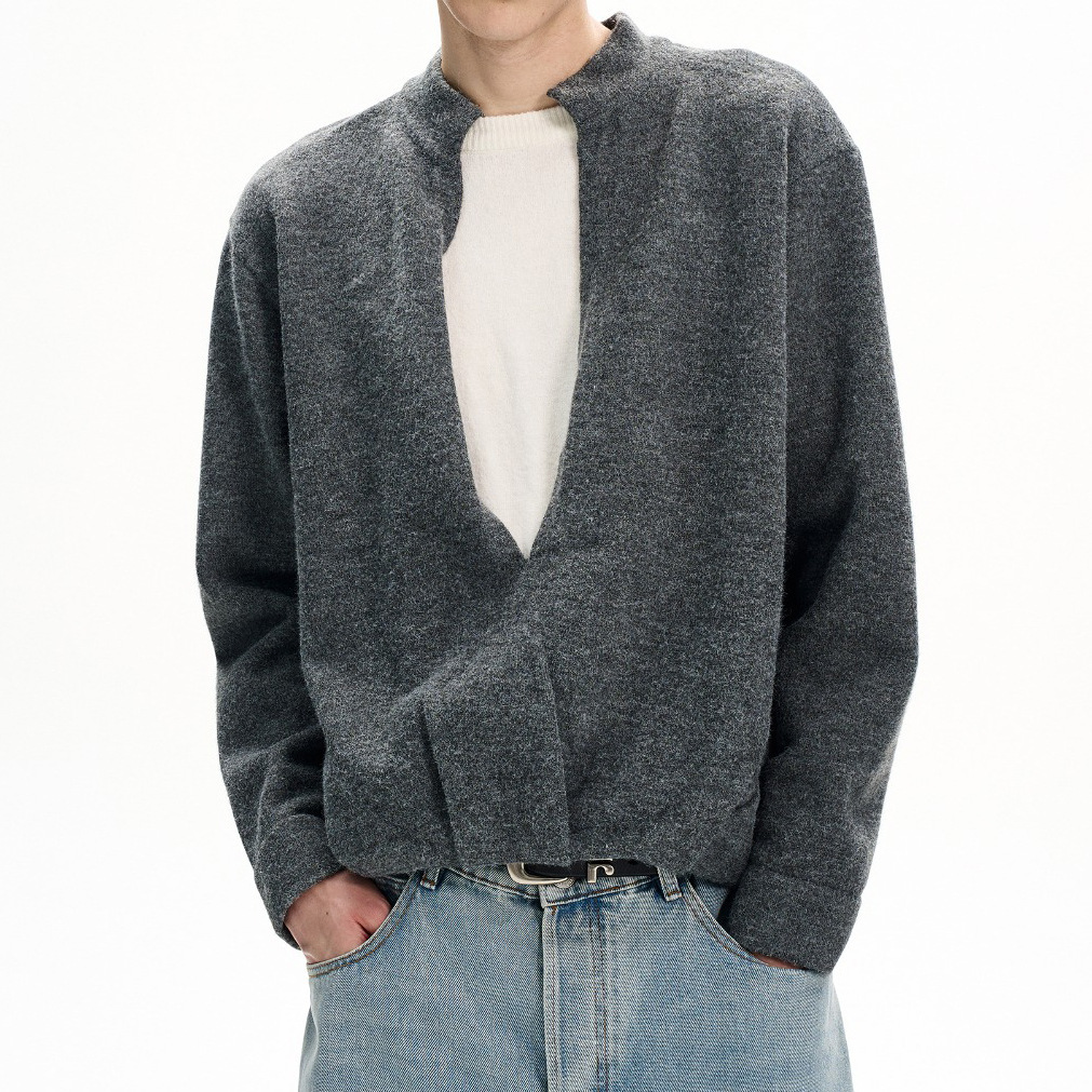 Explosiones transfronterizas de tamaño grande falso de tamaño europeo dos piezas de camisetas de punto de cuello en V suéter hombre viejo viento de invierno y otoño fábrica al por mayor