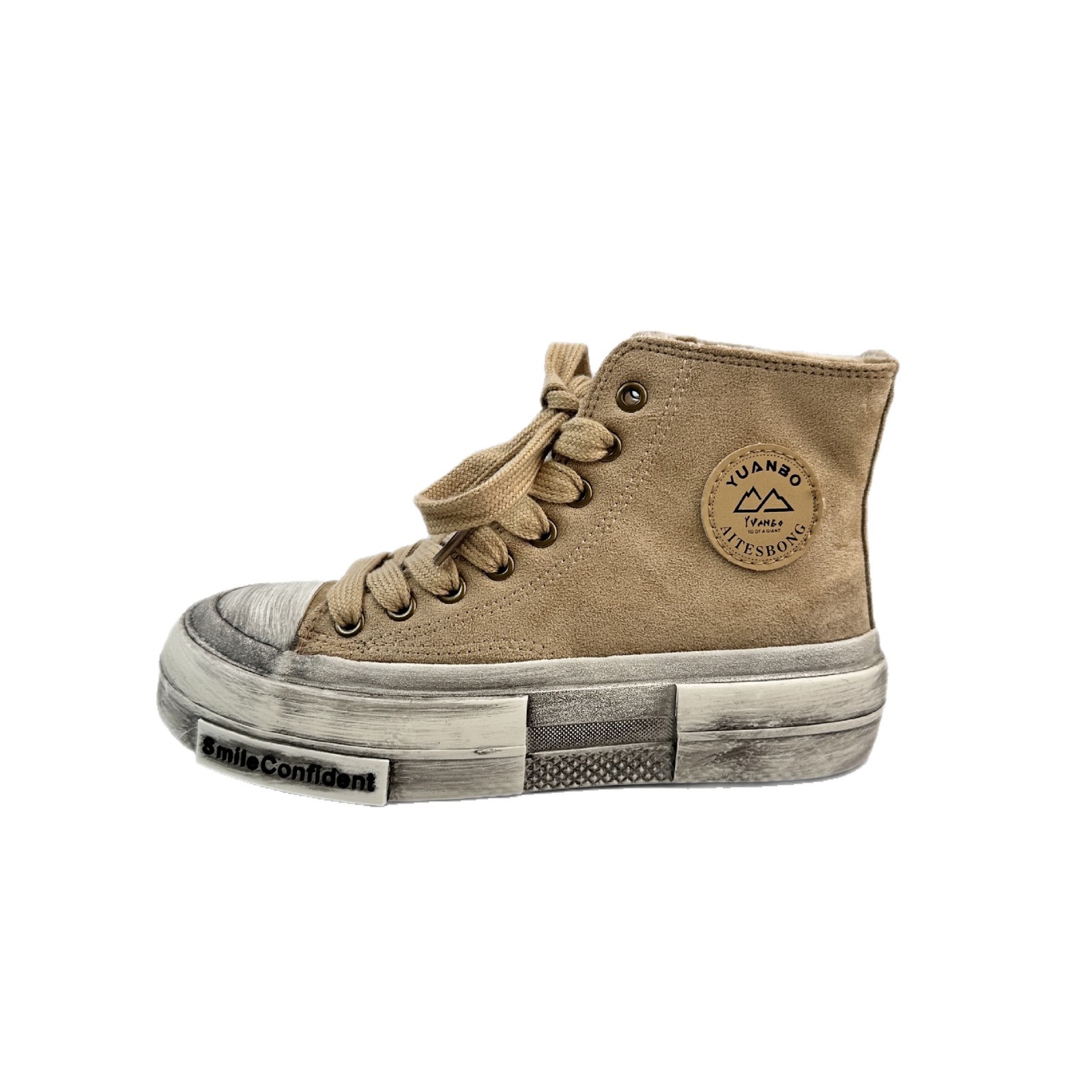 Yuanbo2025 invierno aumento de la parte inferior gruesa de los zapatos de lona de las niñas estudiantes de alta altura estilo coreano versátil retrógrado hacer viejos zapatos de skate