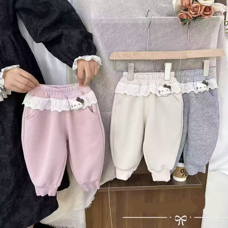 女童秋冬季甜美卫裤儿童宽松韩版休闲裤子女宝宝百搭长裤运动裤|undefined