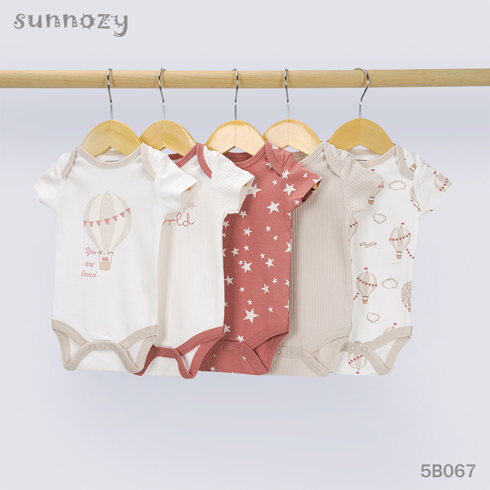 Bebés y bebés Sunnozy comercio exterior lindos mangas cortas chaqueta de triángulo conjunto de escalada fábrica al por mayor