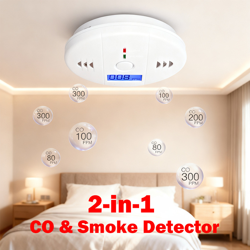 Cross-Border Foreign Trade Carbon Monoxide Alarm Co Composite Detector Smoke Alarm Sound and Light Alarm Wholesale