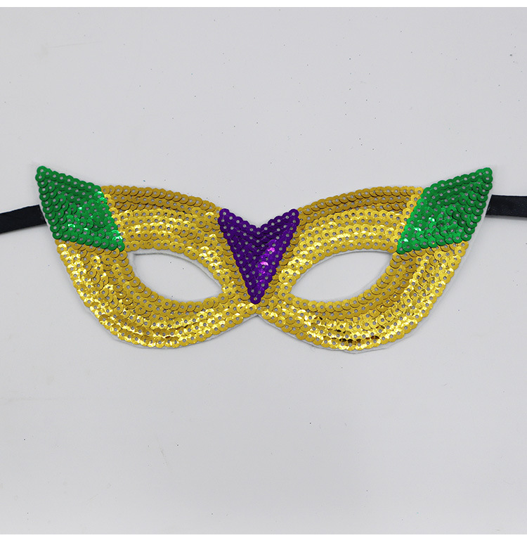 Halloween carnival carnival theme gold purple green sequin half face mask masquerade performance mask_voghion.com