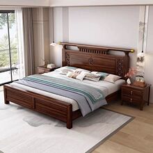 新中式乌金木实木床主卧1.5米双人1.8大床婚床现代简约新款卧室床