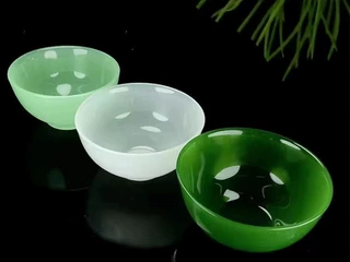 和田玉色碧玉色茶杯酒杯白玉色玉碗功夫茶碗人工石材茶具厂家供货
