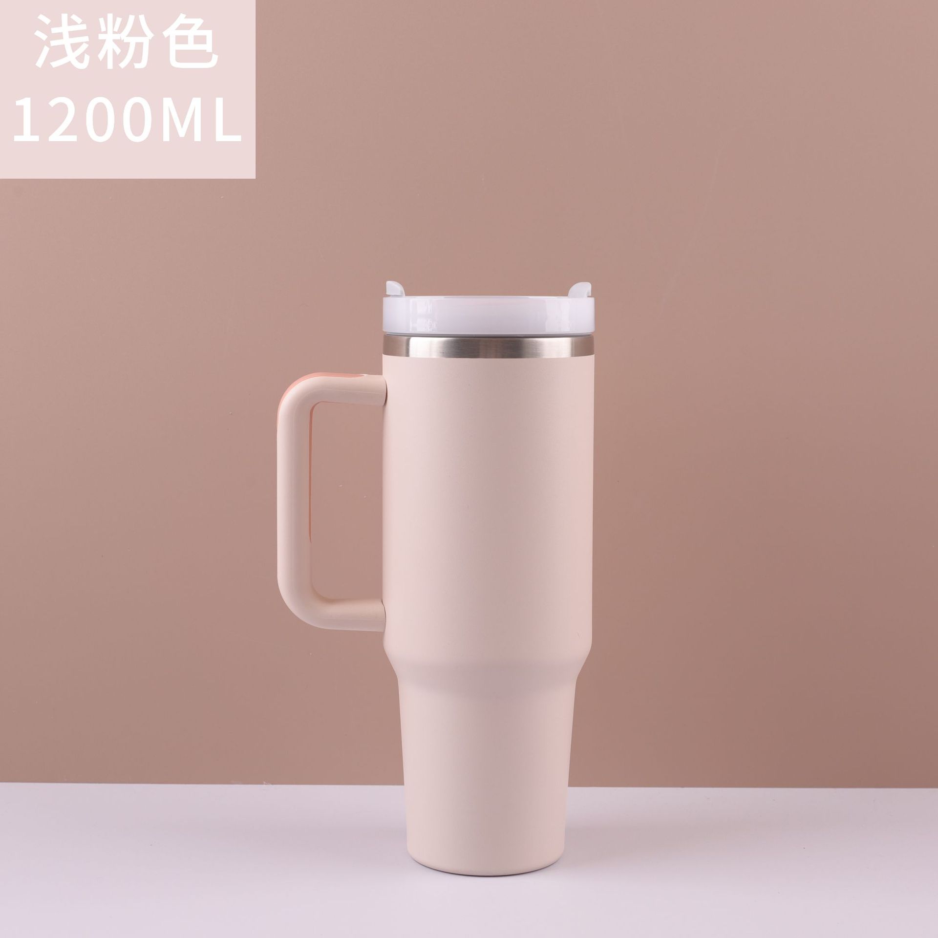 Transfronterizo 40oz mango de acero inoxidable taza de automóvil de doble capa con paja de alta capacidad de automóvil al aire libre taza de hielo portátil