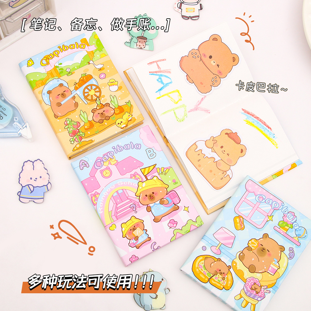 Creativo A7 Capibara cuaderno de dibujos animados de bolsillo del gualvío para estudiantes de primaria especial mini cuaderno al por mayor