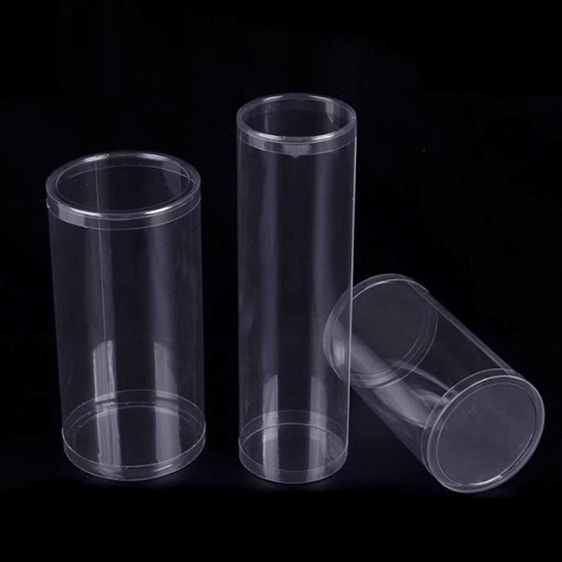 pvc透明圆筒厂家批发pet吸塑盖圆形包装筒卷边圆桶塑料桶