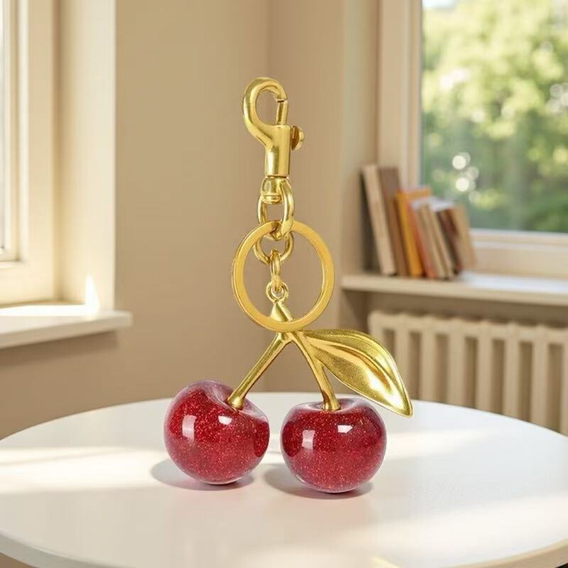 Cross-Border European and American Fashion Cherry Keychain High-End Cherry Bag Pendant Exquisite Niche Pendant Wholesale