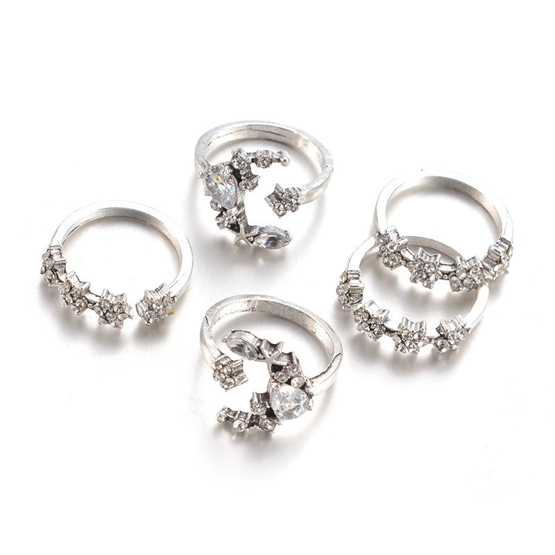 Retro set, ring with crystal, European style, boho style