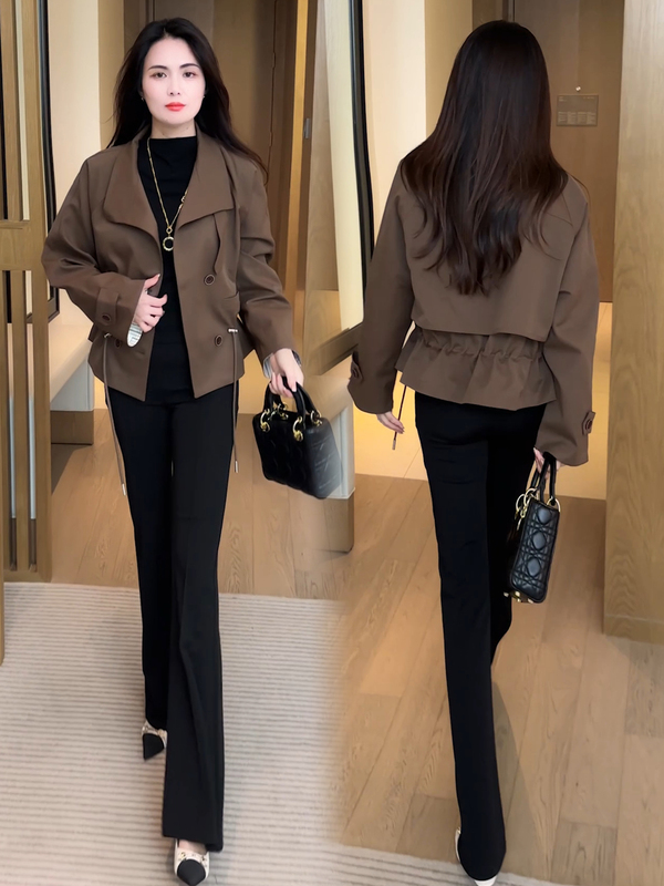 时尚短款风衣女2025秋季新款洋气显瘦收腰小个子时髦休闲百搭外套|undefined